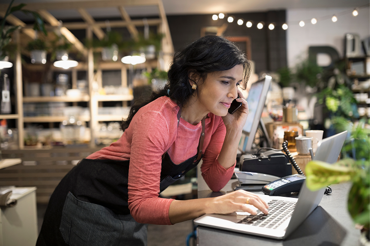 Woman running a business
